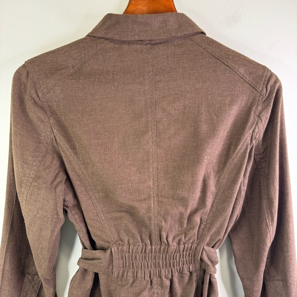Togo Brown Linen Button Belted Blazer Jacket Size Medium - Picture 8 of 11